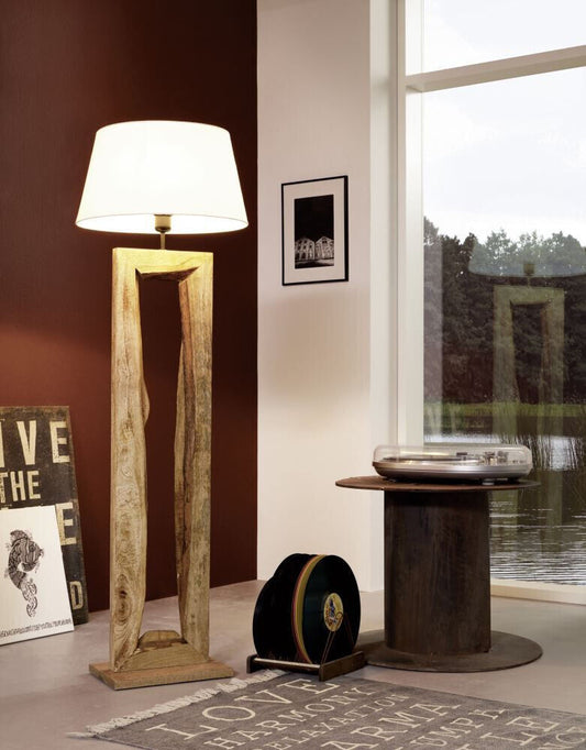 EGLO 49836 Ribadeo Stehleuchte E27 Braun Holz Fußtrittschalter EU Stecker, Disig