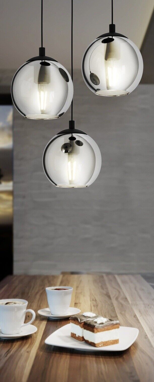 EGLO Pendel Hänge Decken Leuchte Lampe ARISCANI 3flg schwarz E27 110x42,5cm