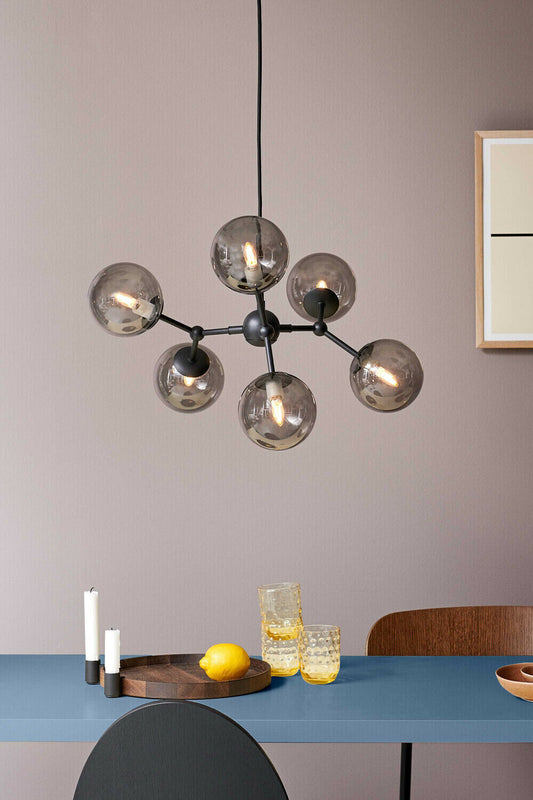 MEGA DEAL! Kronleuchter Atom Glas in Schwarz Lampe, Design Leuchte UVP 490€, NEU