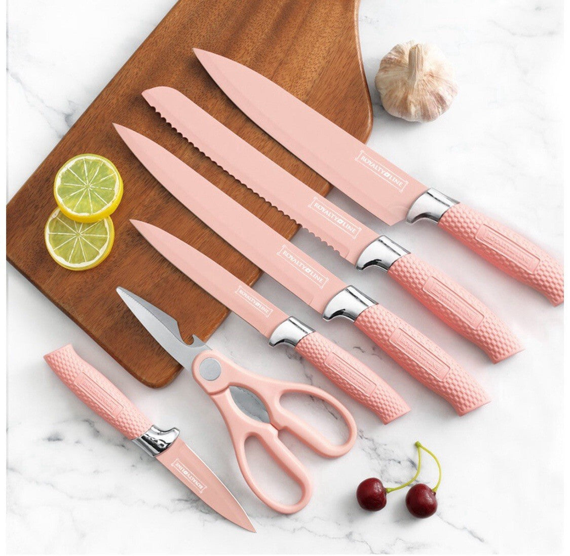 Messer Kochmesser Messerständer Messerset 7-tlg. Royalty Line pink RL-NC07P