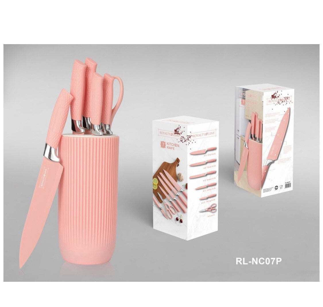 Messer Kochmesser Messerständer Messerset 7-tlg. Royalty Line pink RL-NC07P
