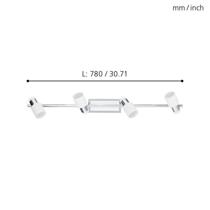 EGLO DAVIDA-SD LED Deckenstrahler chrom, weiss 4x GU10 78x7cm Stepdimmer