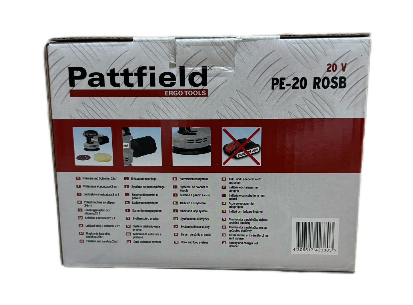Pattfield Akku-Rotationsschleifer und Polierer Schleifen Holz Kunstoff Metall