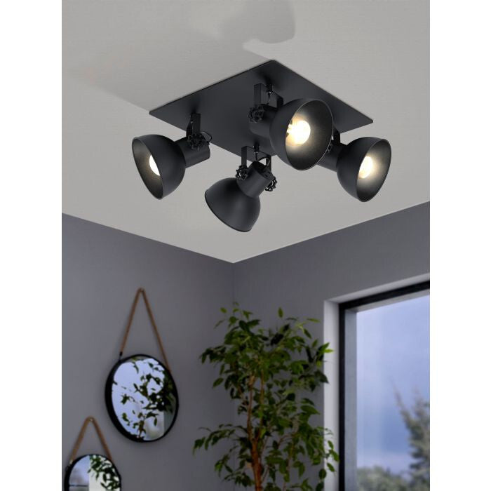 EGLO Deckenleuchte 43434 schwarz, für 4 x E27, max. 40 W