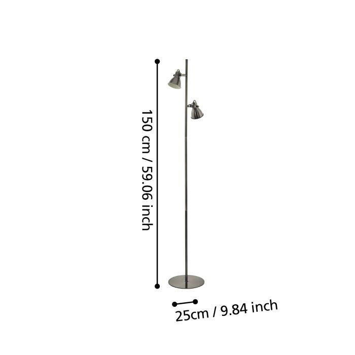 Eglo Steh Stand Wohnzimmer Leuchte Lampe TASCHIN Nickel Stahl 25 cm Durchmesser
