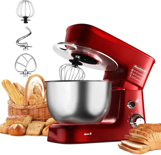 Eisenbach SC-207 3,5L Küchenmaschine mit Edelstahlschüssel - 1200W, ROT