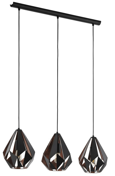 Eglo 3er Pendelleuchte Carlton 1 schwarz-kupfer 80,5 x 20,5 cm E27 Pendelleuchte