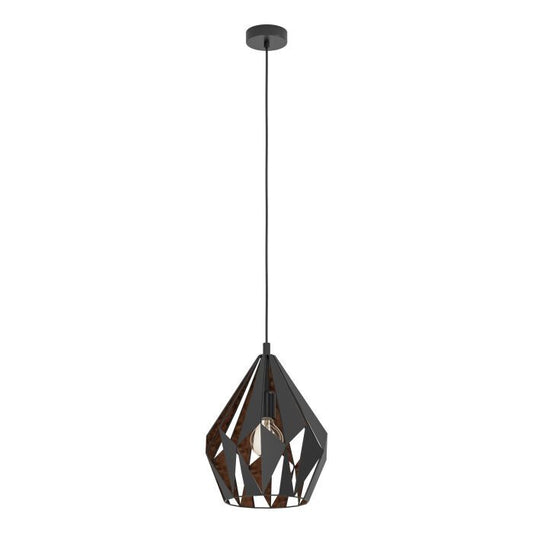 Eglo Hängeleuchte Carlton Hängeleuchte Lampe Leuchte E27 schwarz kupfer Ø 31 cm