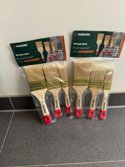 Parkside Pinsel Set - 6 Flachpinsel Streichen Lackieren Lösemittelhaltige Lacke