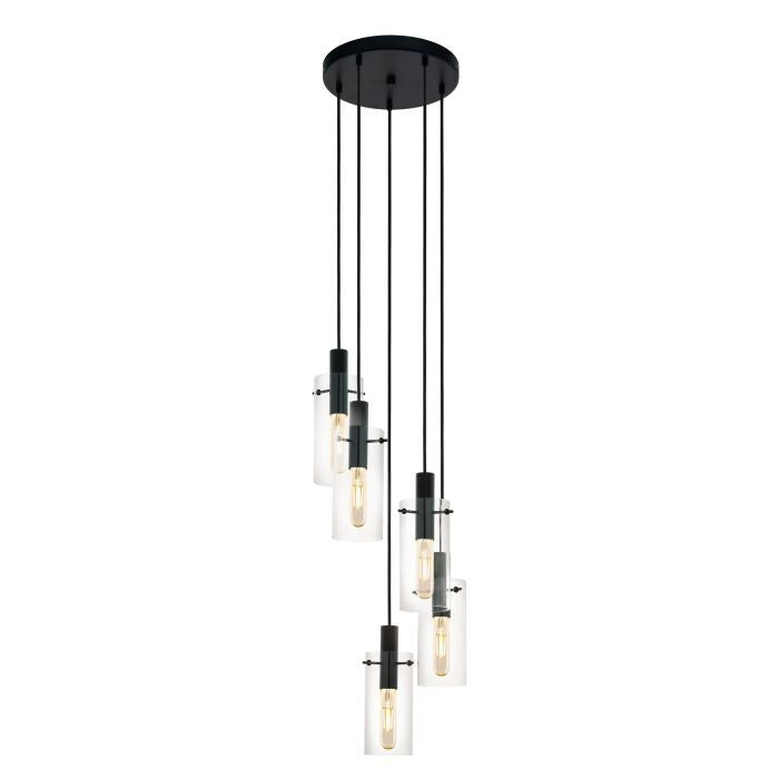 Eglo 97368 MONTEFINO E27 5-fach Hängeleuchte Ø350mm Schwarz Design Lampe NEU