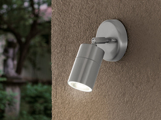Eglo Led Außen-Wandleuchte Stockholm 1 GU10 edelstahl warmweiß  Wandleuchte