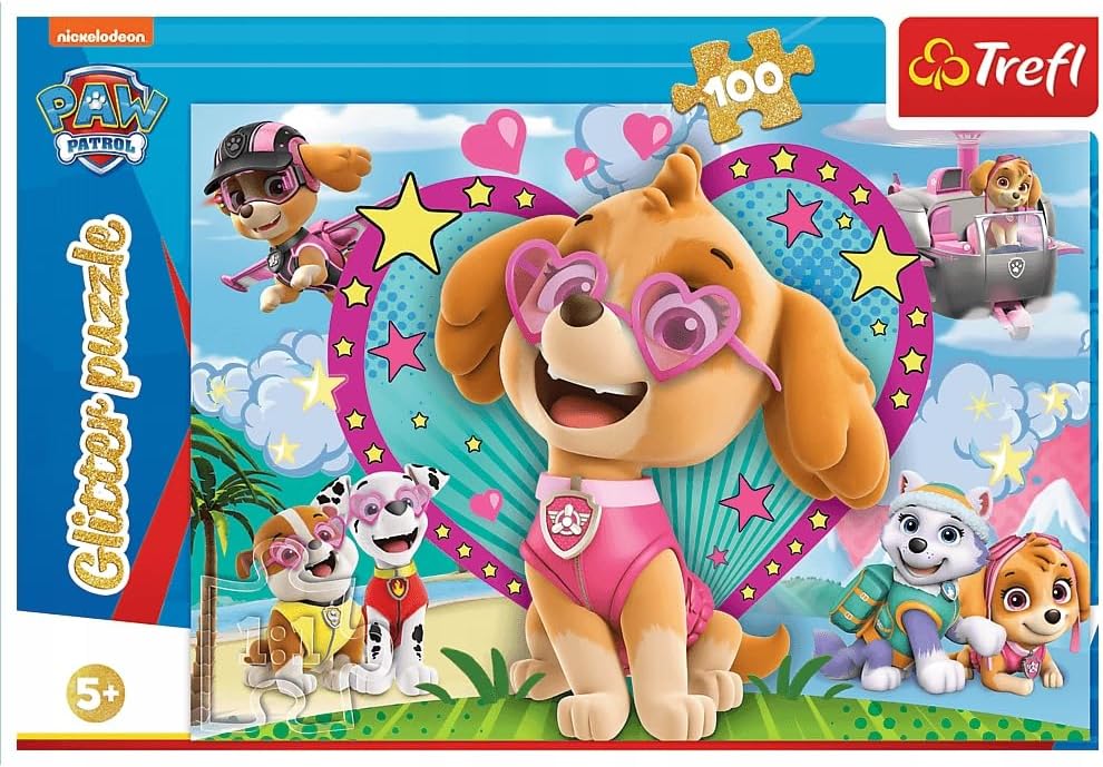 B2B-Angebot Trefl, Puzzle Glitter, Im Schein von Skye, PAW Patrol, 100 Teile im 10er-Set erhältlich – ideal für Wiederverkäufer und den Handel.