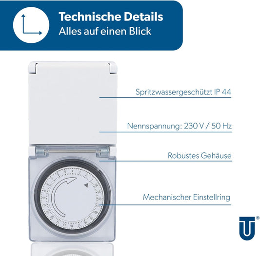 250 Stück – B2B-Angebot: UNITEC mechanische Tages-Zeitschaltuhr für Wiederverkäufer & Handel