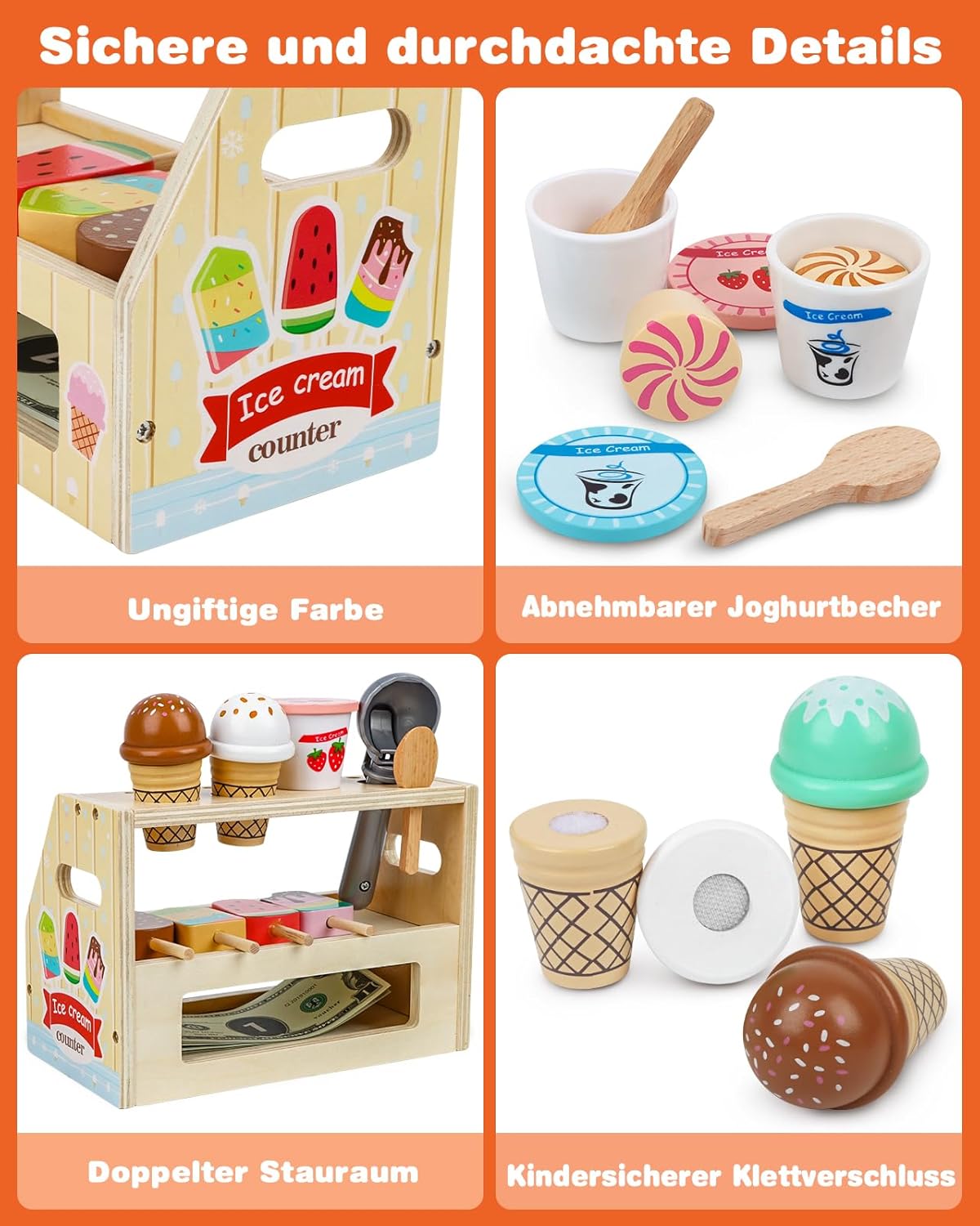 B2B-Angebot KidMigo Eisdiele Kinder aus Holz  im 5er-Set erhältlich – ideal für Wiederverkäufer und den Handel.