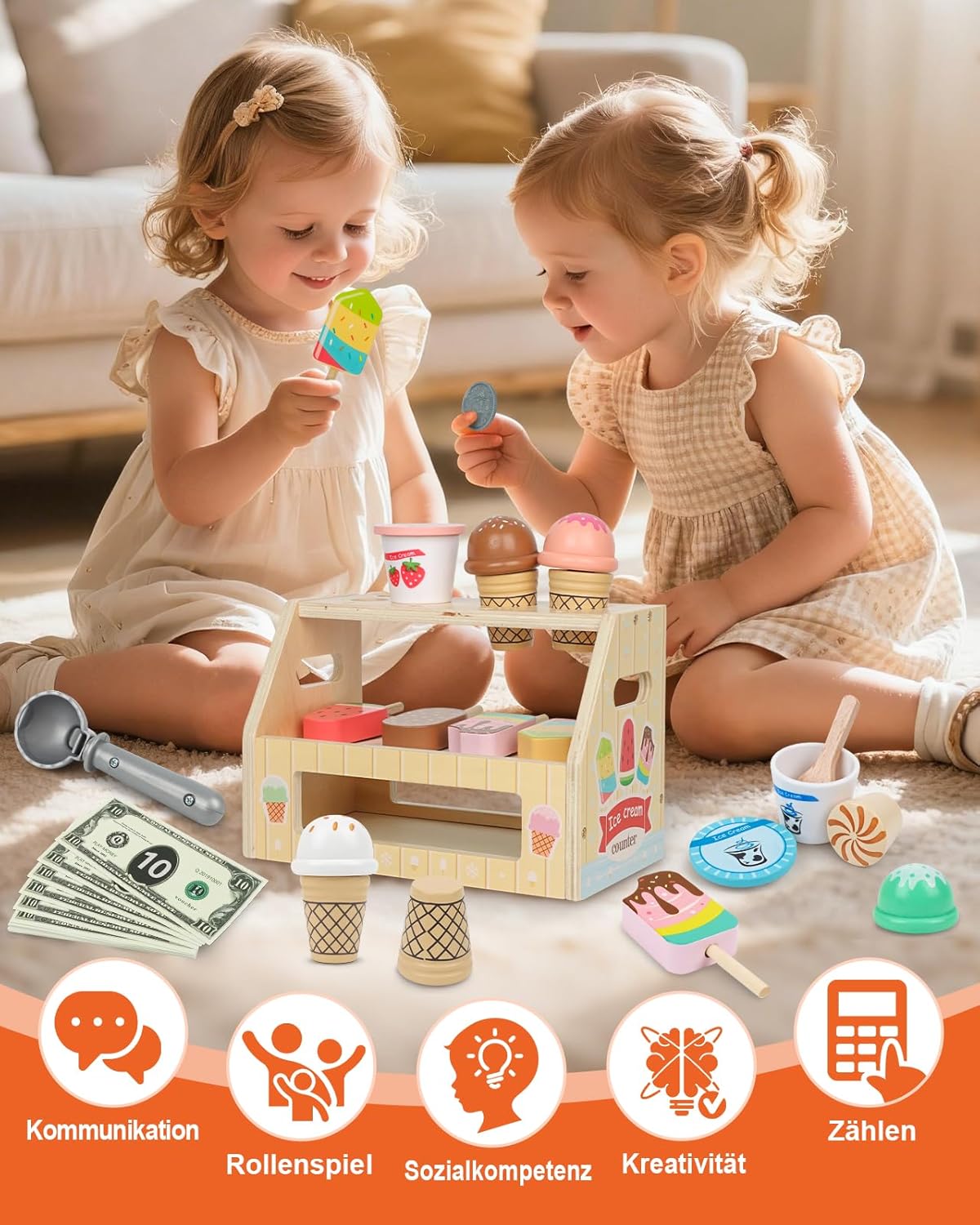 B2B-Angebot KidMigo Eisdiele Kinder aus Holz  im 5er-Set erhältlich – ideal für Wiederverkäufer und den Handel.