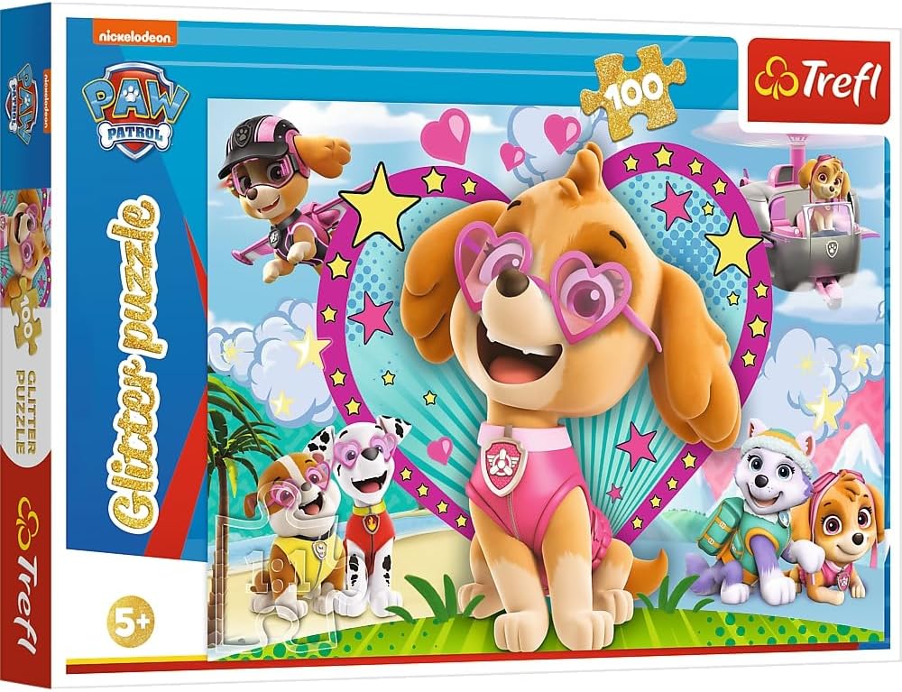 B2B-Angebot Trefl, Puzzle Glitter, Im Schein von Skye, PAW Patrol, 100 Teile im 10er-Set erhältlich – ideal für Wiederverkäufer und den Handel.
