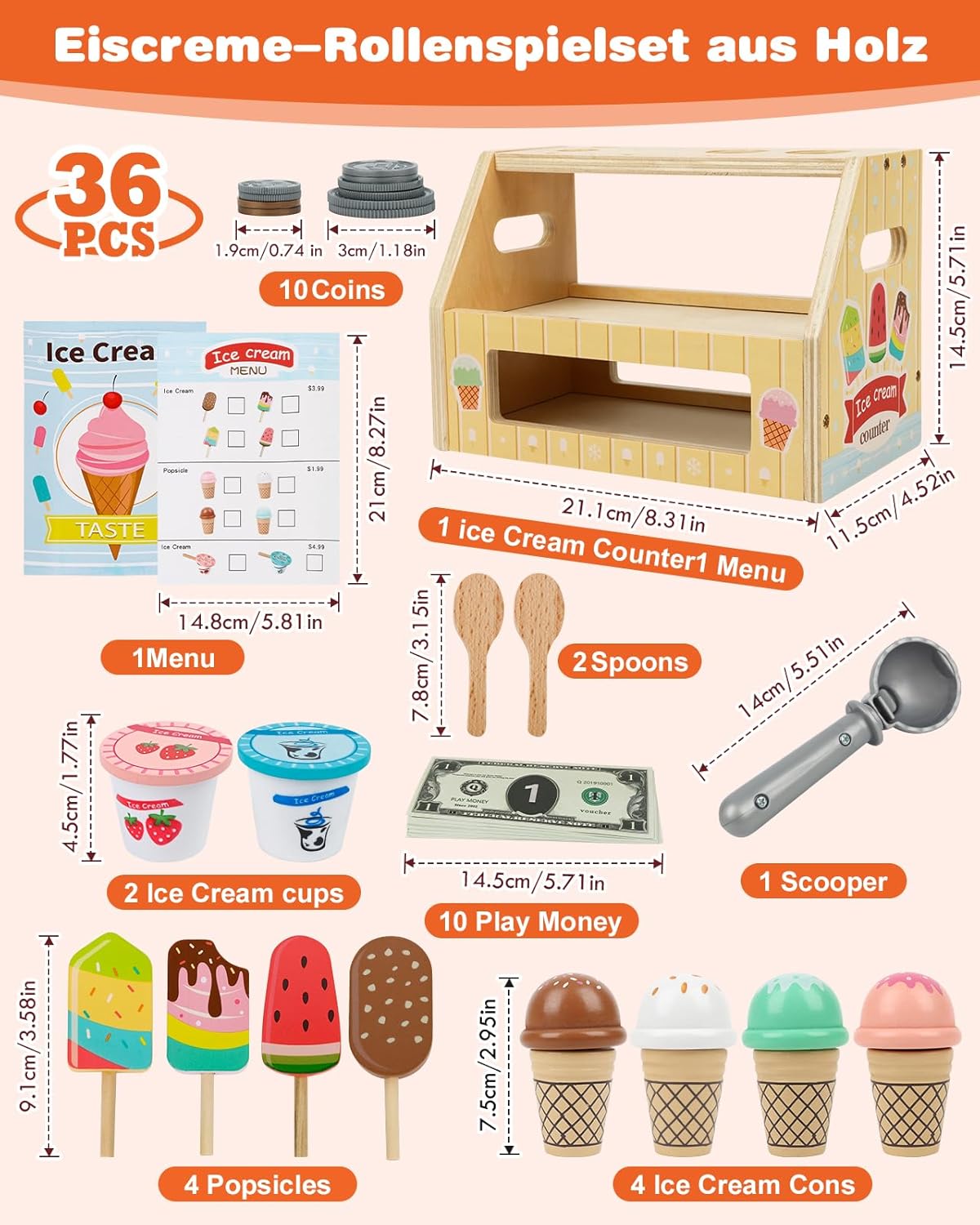 B2B-Angebot KidMigo Eisdiele Kinder aus Holz  im 5er-Set erhältlich – ideal für Wiederverkäufer und den Handel.