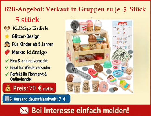 B2B-Angebot KidMigo Eisdiele Kinder aus Holz  im 5er-Set erhältlich – ideal für Wiederverkäufer und den Handel.